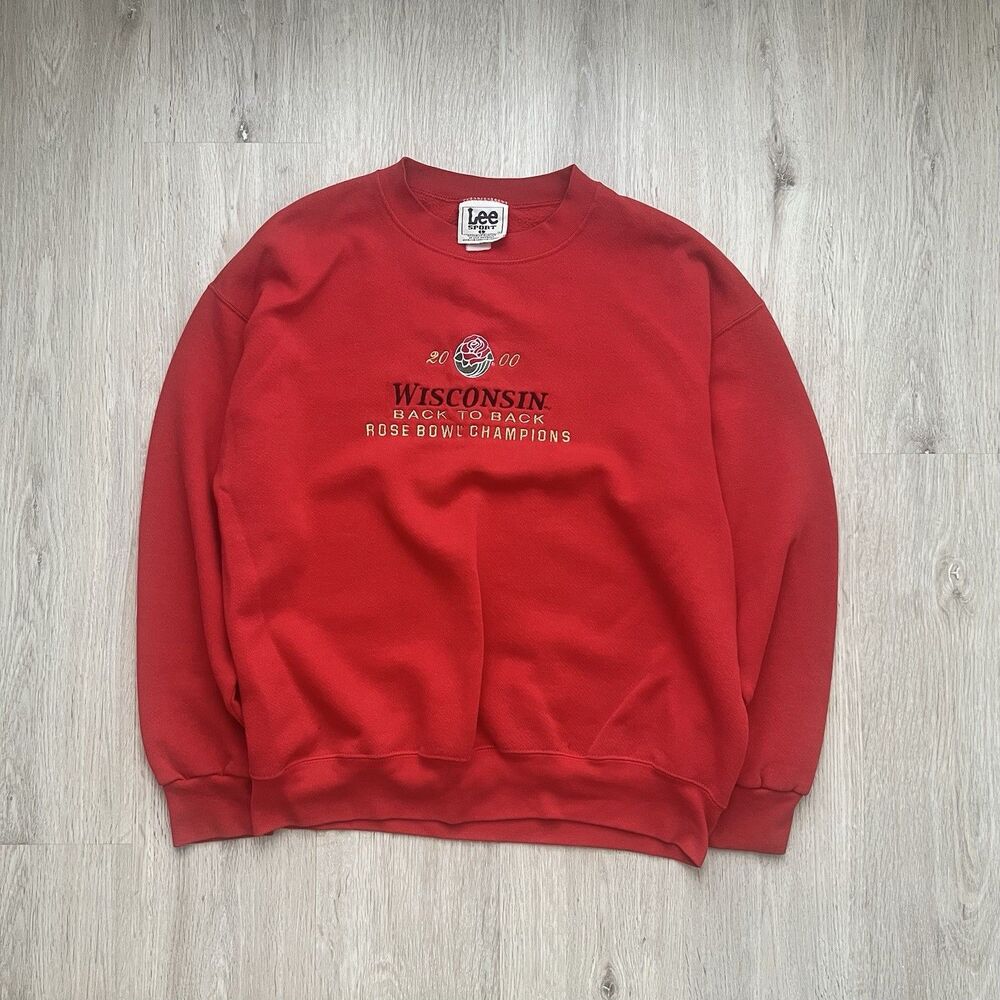 Vintage 2000 Wisconsin Badgers Sweatshirt Mens L Back 2 Back Rose Bowl Champs